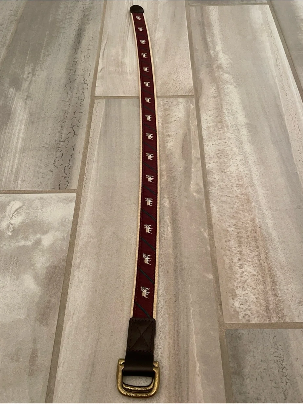 Janie and Jack Boys Bulldog Embroidered D-Ring Preppy Canvas Belt Size 2T-3T
